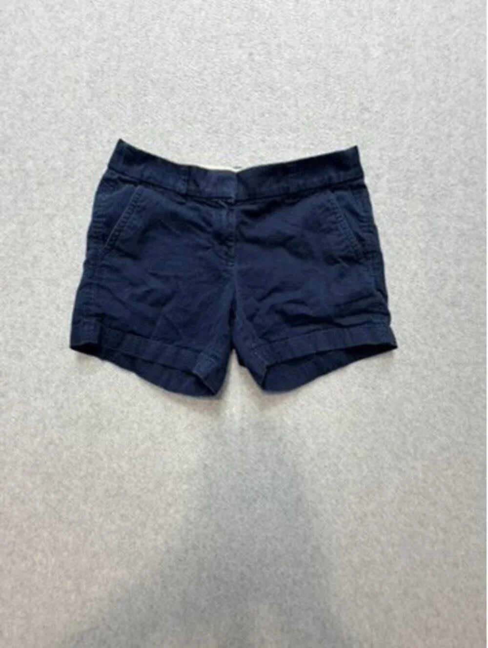 J Crew Womens Chino Shorts 00 Navy 100% Cotton Summer Casual Preppy